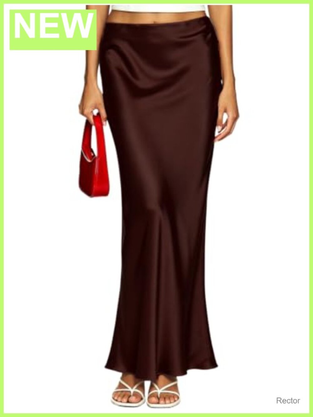 Satin Maxi Skirt High Waisted A-Line Flowy Elastic Waist Silk Long